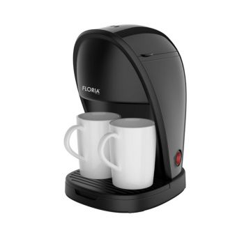 Aparat de facut cafea Floria ZLN9297, filtru de nailon, cupa pentru masurat, 2 cesti incluse, Negru