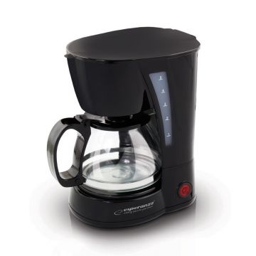 Cafetiera Esperanza Robusta, filtru reutilizabil, 600ml, 50 Hz, 650W, 220-240V, negru