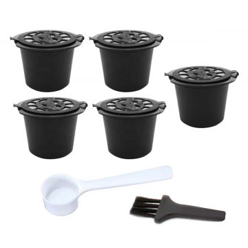 Capsule cafea reutilizabile, 5buc, filtru otel, 8g, 2,5 x 3,6cm, negru