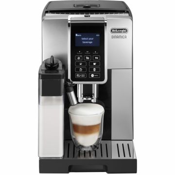 DeLonghi Espressor automat De, Longhi Dinamica ECAM 350.55.SB, 1450W, 15 bar, sistem LatteCrema, carafa lapte, Negru Argintiu