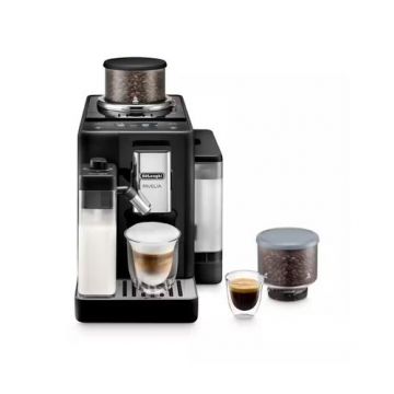 Espressor automat De'Longhi Rivelia EXAM440.55.B, 1450 W, 19 bar, 1.4 l, Recipient boabe 250 g, Display tactil TFT 3.5inch, Tehnologia LatteCrema (Negru)