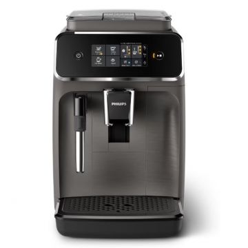 Espressor automat Philips EP2224/10, 2 Bauturi , Rasnita Ceramica, Sistem de Spumare a Laptelui, Ecran Tactil, Negru