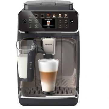 Espressor automat Philips EP4449/70 seria 4400, 1500 W, 15 bari, solutie de lapte LatteGO, 12 tipuri de bauturi, Ecran tactil intuitiv, Tehnologie noua SilentBrew pentru preparare silentioasa, Rasnita ceramica, functie QuickStart (Negru/Argintiu)