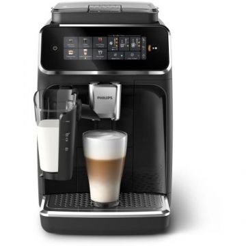 Espressor automat Philips seria 3300 EP3341/50, 1500 W, LatteGO, 6 tipuri de bauturi, ecran tactil intuitiv, Tehnologie noua SilentBrew pentru preparare silentioasa, Aplicatie HomeID, Rasnita ceramica (Negru)