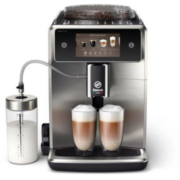 Espressor automat Saeco Xelsis Deluxe SM8785/00, Doua cesti, 1.7 L, 15 Bari (Negru/Argintiu)