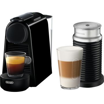 Espressor cu capsule Nespresso DeLonghi Essenza Mini EN85.BAE + Aparat pentru spumare lapte Aeroccino 3, 19 bar, 0.6l, Negru