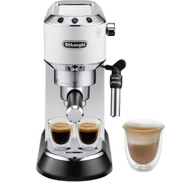 Espressor manual DeLonghi Dedica EC 685.W, 1300 W, 1.1 L, 15 bar, Alb