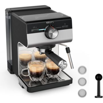 Espressor manual Krups Authentic+ XP384E10, 2 l, Oprire automata, Silver