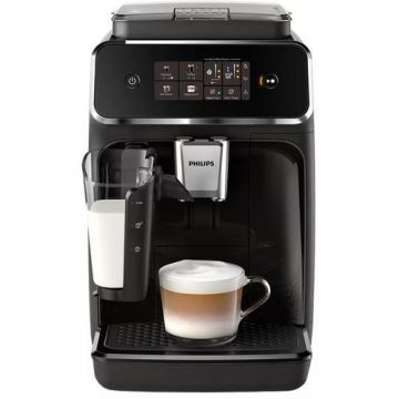 Espressor Philips Seria 2300 EP2331/10, 1500W, Sistem LatteGO, 4 bauturi, 15 bar, 1.8 l, 3 setari temperatura, 3 setari aroma (Negru)