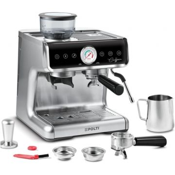 Espressor profesional manual cu rasnita de cafea, Polti Coffea G50S, 2,8l, 1550W,15 bar, pentru espresso si cappuccino