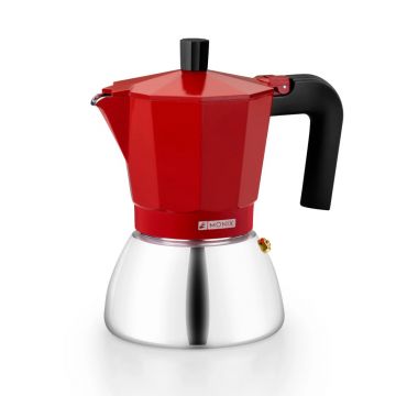 Cafetiera Monix Induction Inox Red 6 Tazas Acero + Aluminio