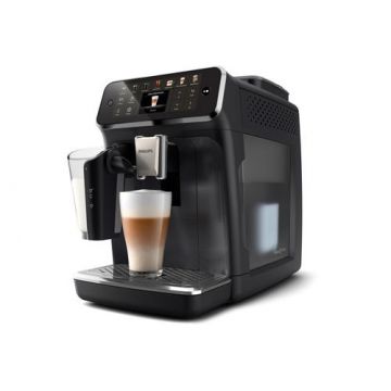 Espressor automat Philips EP4441/50 seria 4400, 15 bari, Solutie de lapte LatteGO, 12 bauturi, Ecran tactil TFT, SilentBrew, Rasnita ceramica, Functie QuickStart (Negru/Argintiu)