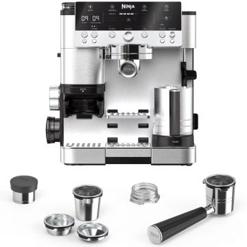 Espressor semi-automat Ninja 3in1 Luxe Cafe Premier ES601EU, 1650 W, 14 bar, 2l, Sistem spumare lapte Dual Froth, 25 setari macinare, Cantar digital incorporat, Culoare Inox Espressor semi-automat Ninja 3in1 Luxe Cafe Premier ES601EU, 1650 W, 14 bar, 2l, Sistem spumare lapte Dual Froth, 25 setari macinare, Cantar digital incorporat, Culoare Inox