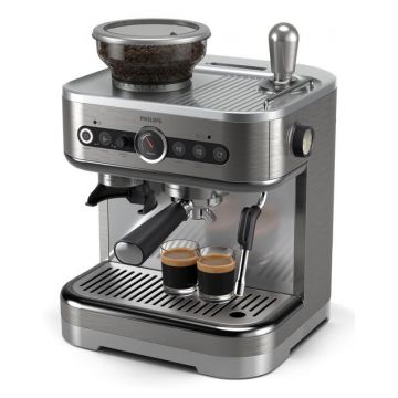 Espressor semi-automat Philips Barista Brew PSA3218/01, 2.3l, 1350W, 15 bari, Rasnita incorporata cu 15 setari (Argintiu)